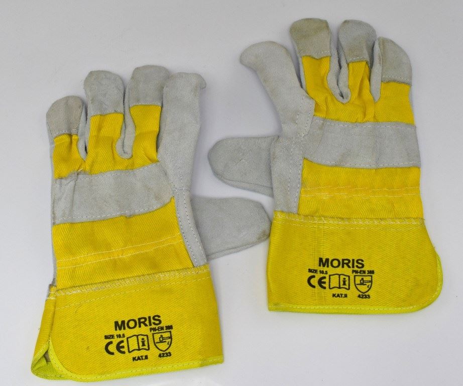 REKAWICE ROBOCZE SKORZANE ZAMSZ ZOLTY