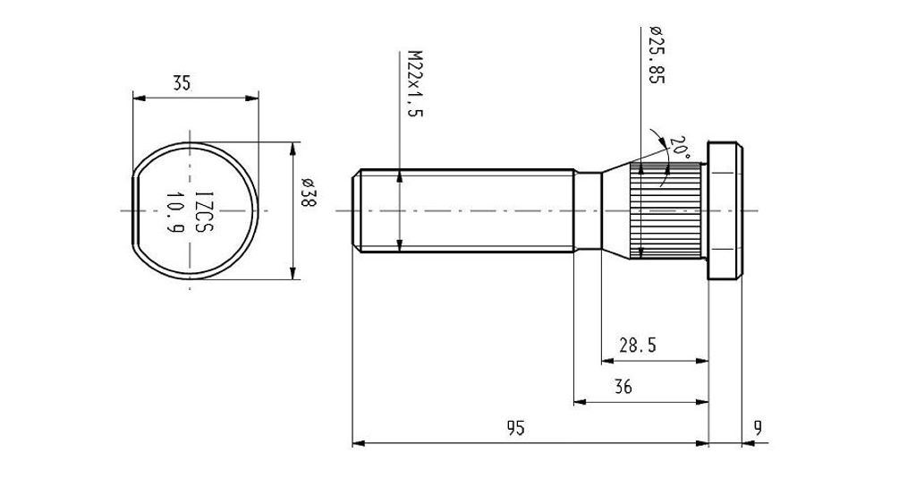 SRUBA KOLA GIGANT M22X1,5X95