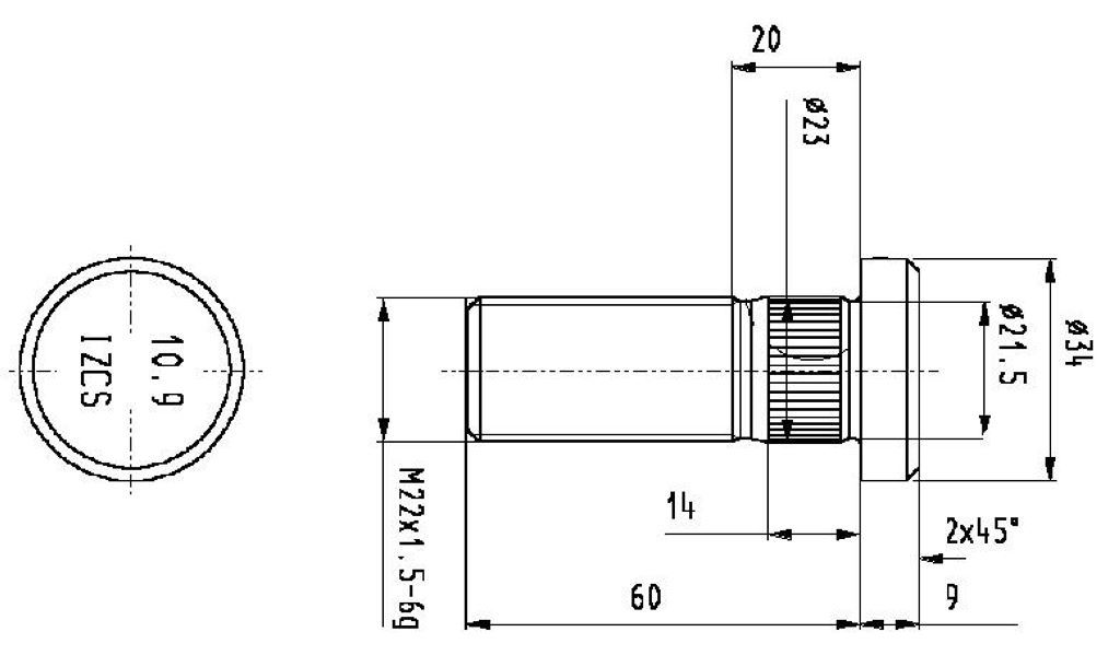 SRUBA KOLA NEOPLAN M22X1,5X60 DL.GW.40MM