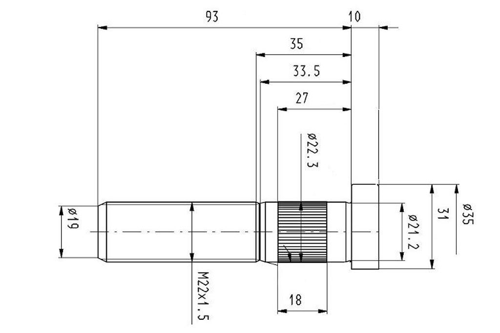 SRUBA KOLA SAF M22X1,5X93 DL.GW.57MM