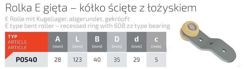 ROLKA DACHU FI35 Z MOCOWANIEM GIETYM