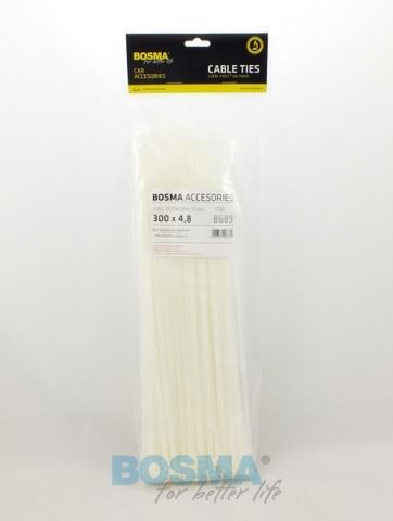 OPASKA PLASTIKOWA 300X4,8 KPL.100S BIALA