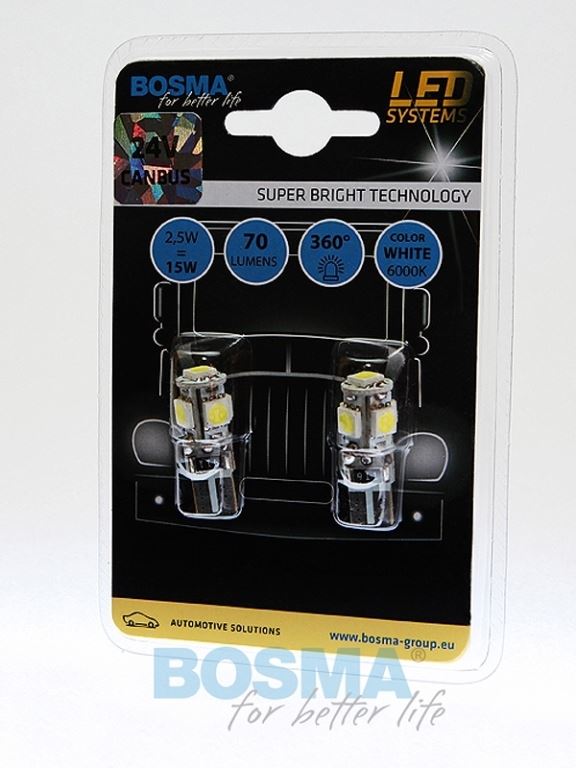 ZAROWKA 24V LED T10 5XSMD 5050 BIALA